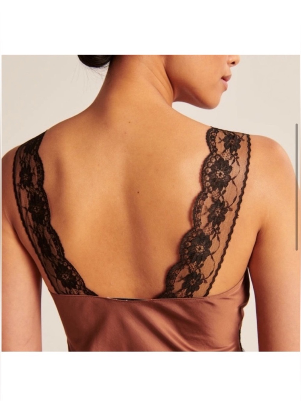 Abercrombie‎ & Fitch Satin Lace-Trim Slip Dress in Bronze and Black - Picture 7 of 7